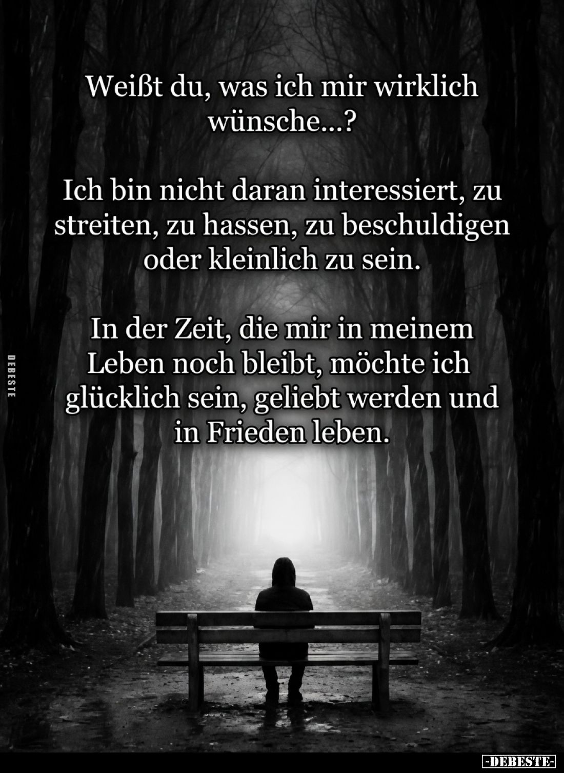 Weißt du, was ich mir wirklich wünsche...?



Ich bin nicht daran interessiert, zu streiten, zu hassen, zu beschuldigen o...