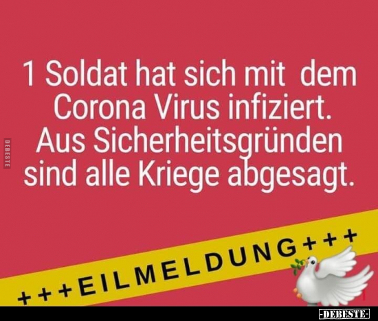 1 Soldat hat sich mit dem Corona Virus infiziert. Aus.. - Lustige Bilder | DEBESTE.de