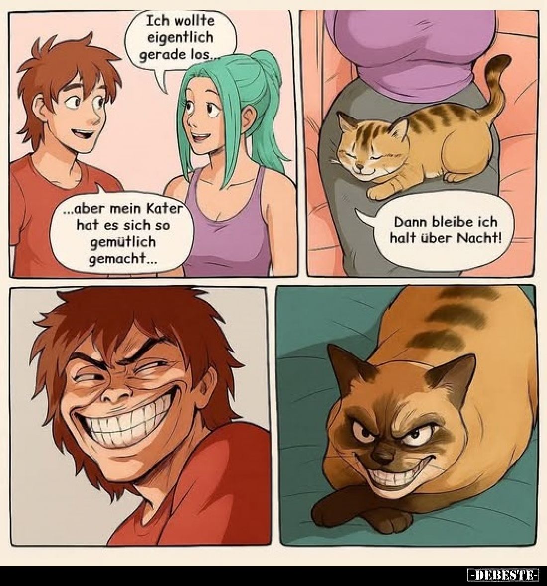 Ich wollte eigentlich gerade los. -
...aber mein Kater hat es sich so gemütlich gemacht... -
Dann bleibe ich halt über Nach...