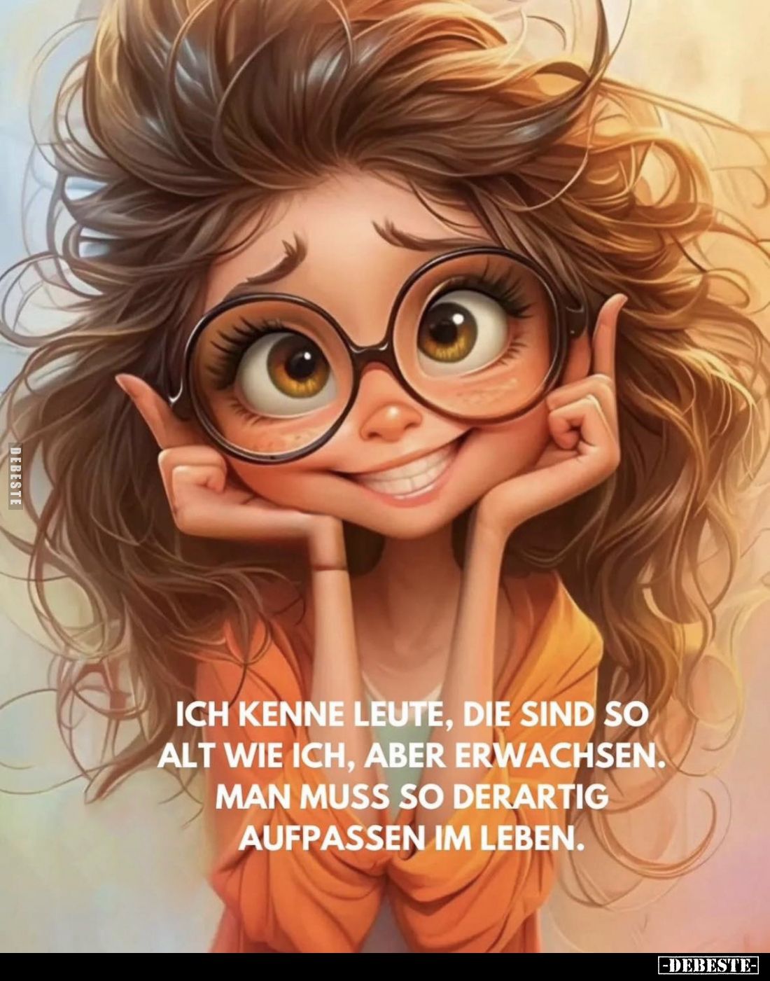 Ich kenne Leute, die sind so alt wie ich, aber erwachsen.
Man muss so derartig aufpassen im Leben.