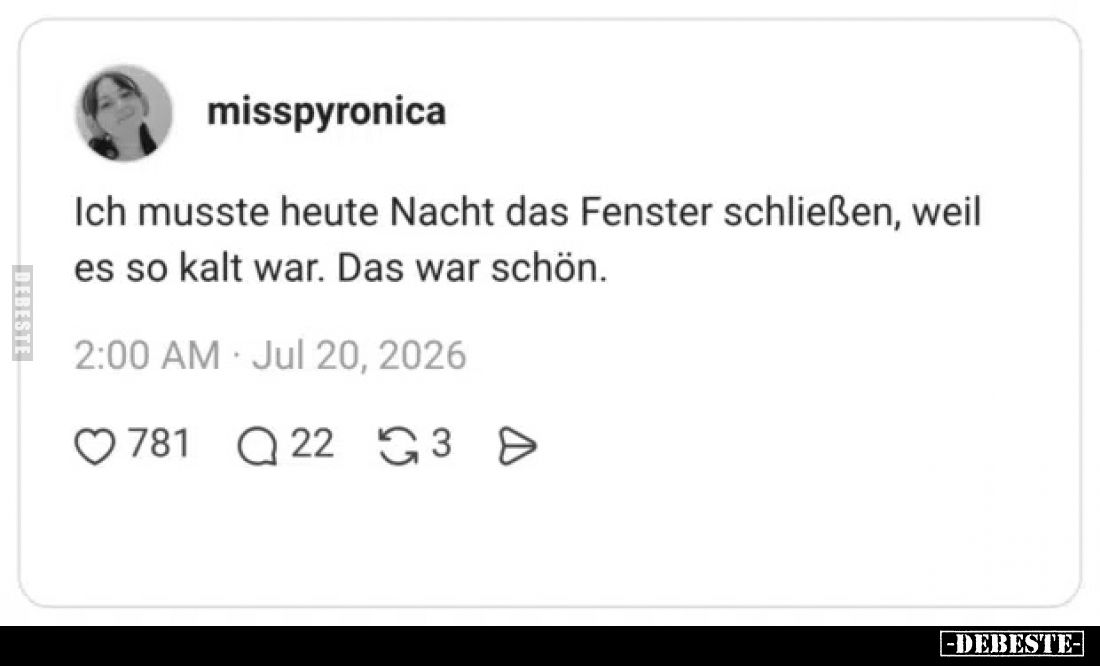 Ich musste heute Nacht das Fenster schließen, weil es so kalt war.
Das war schön.
Odpowiedzi wygenerowane przez AI mogą zaw...