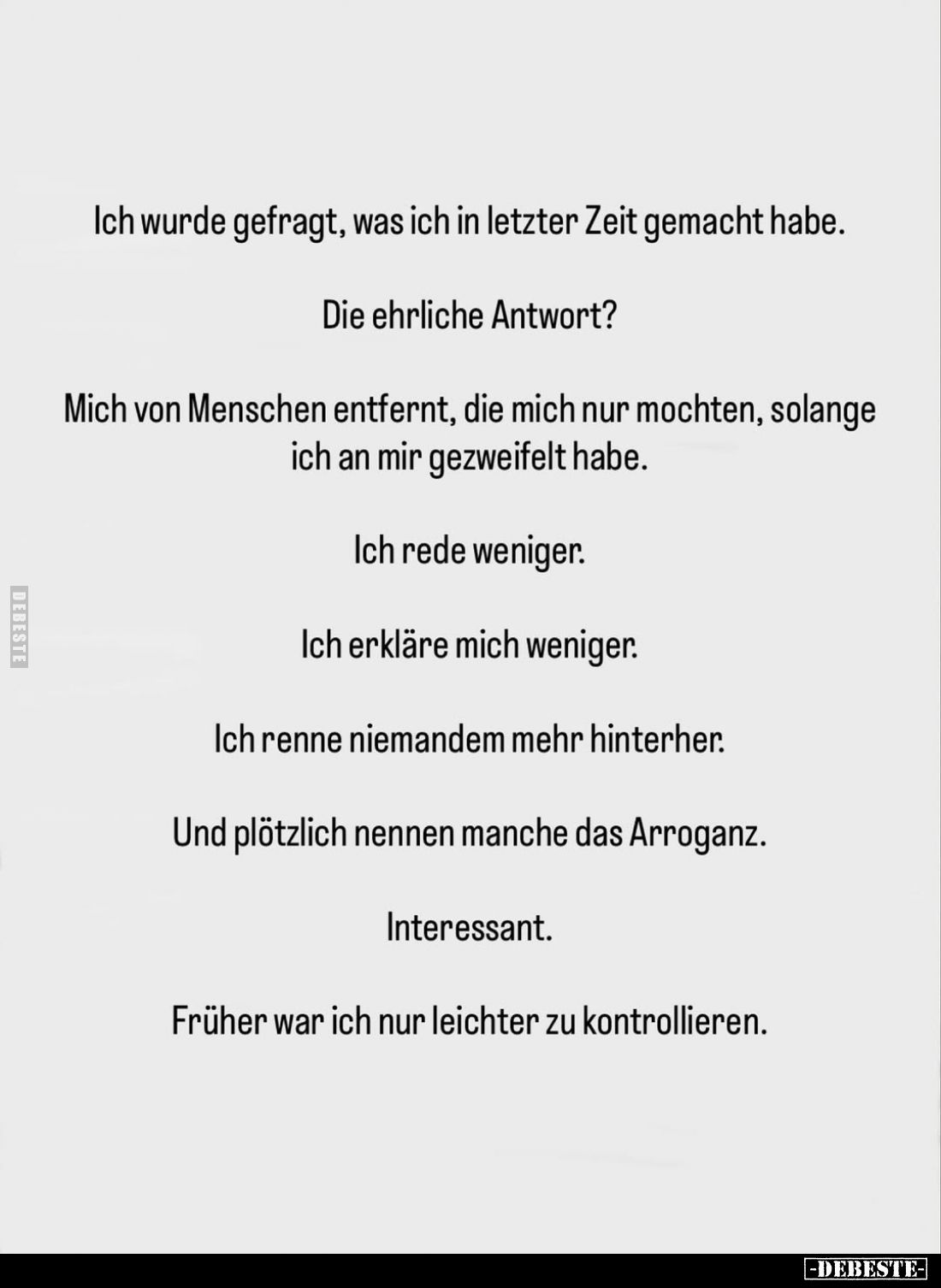 Ich wurde gefragt, was ich in letzter Zeit gemacht habe.
Die ehrliche Antwort?
Mich von Menschen entfernt, die mich nur moc...