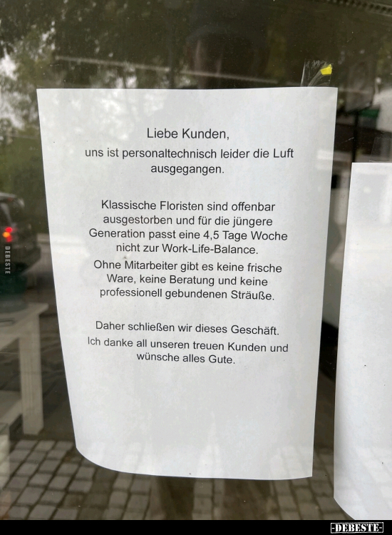 Liebe Kunden, uns ist personaltechnisch leider die Luft.. - Lustige Bilder | DEBESTE.de