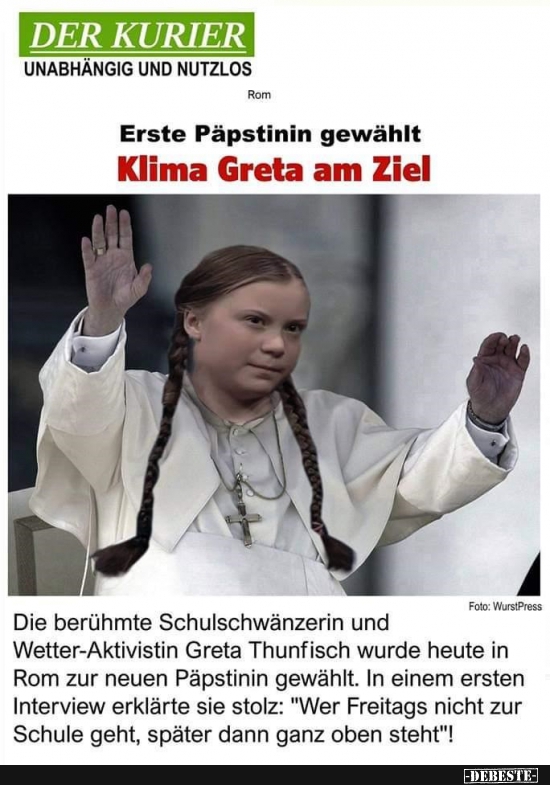 Erste Päpstinin gewählt - Klima Greta am Ziel.. - Lustige Bilder | DEBESTE.de