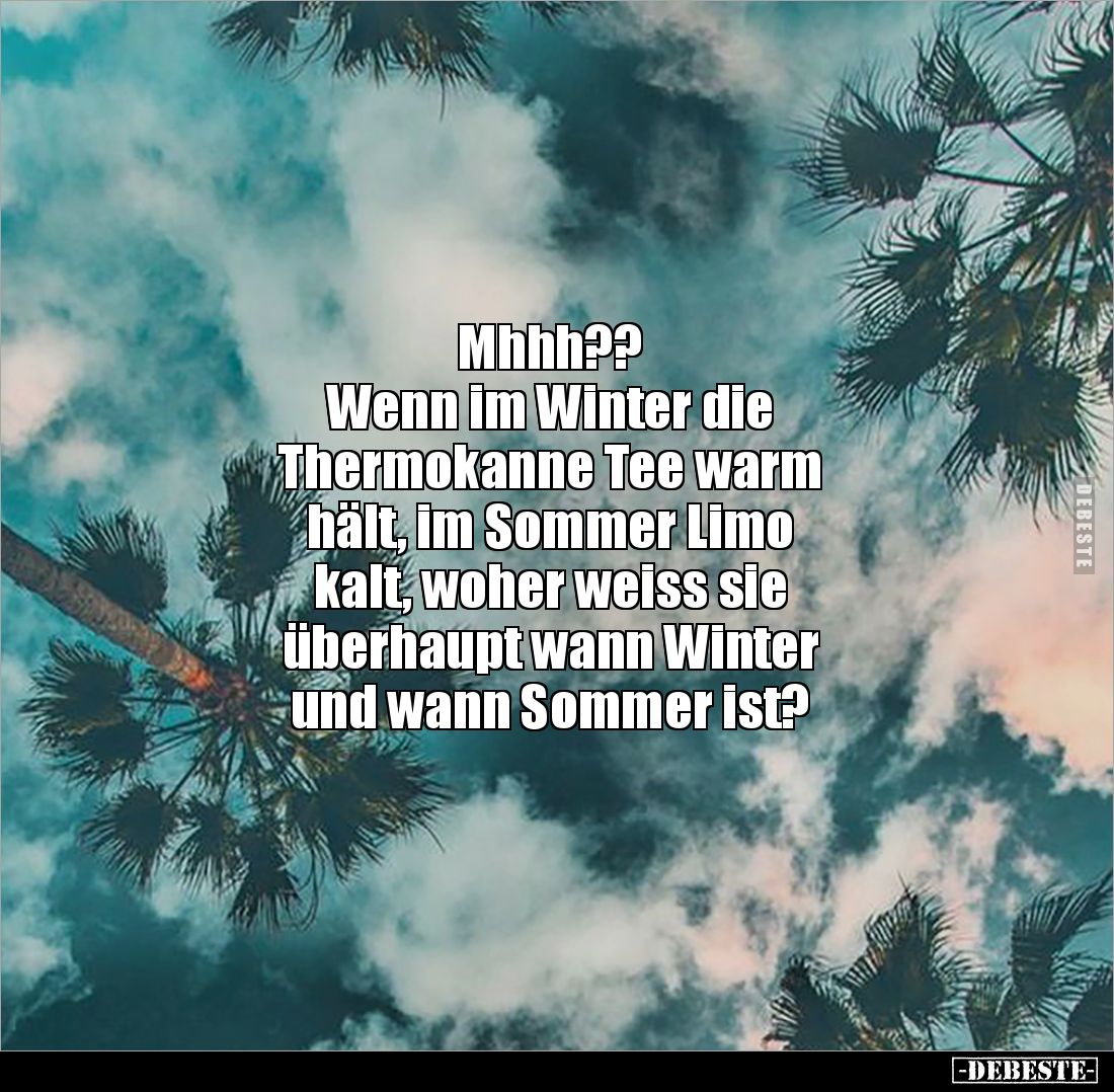 Mhhh?? 
Wenn im Winter die 
Thermokanne Tee warm 
hält, im Sommer Limo 
kalt, woher weiss sie 
überhaupt wann Winter 
u...