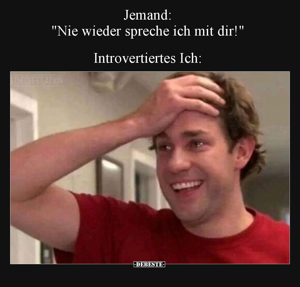 Jemand: "Nie wieder spreche ich mit dir!"  Introvertiertes Ich: