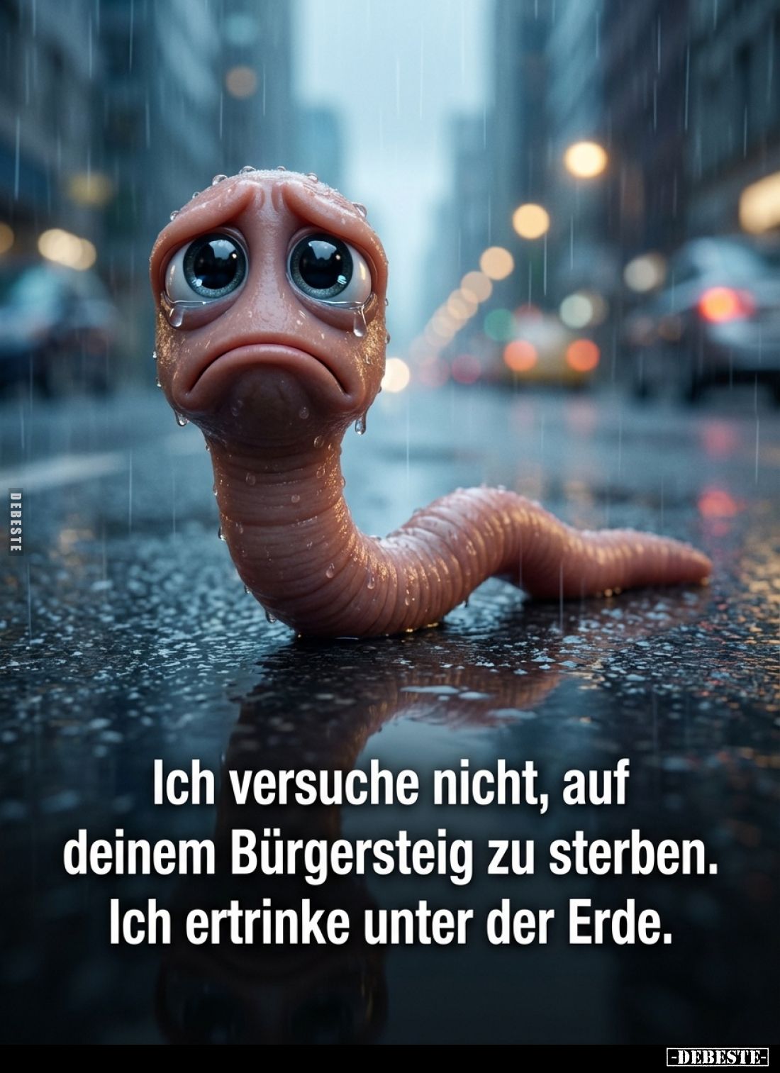 Ich versuche nicht, auf deinem Bürgersteig zu sterben. Ich ertrinke unter der Erde.