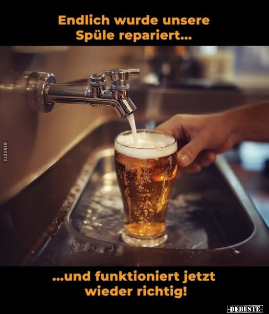 Endlich wurde unsere Spüle repariert...
...und funktioniert jetzt wieder richtig!
