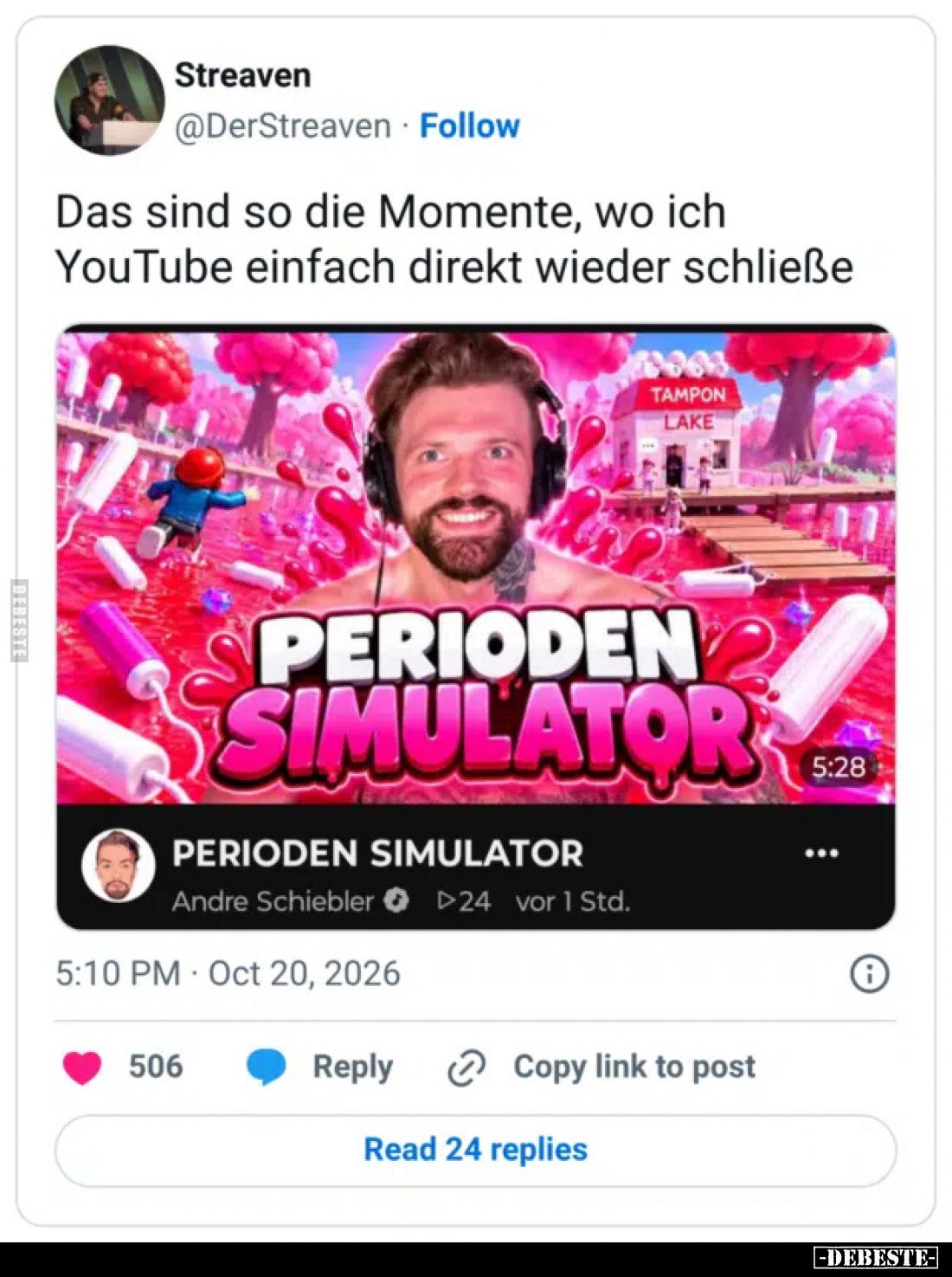 Das sind so die Momente, wo ich YouTube einfach direkt wieder schließe