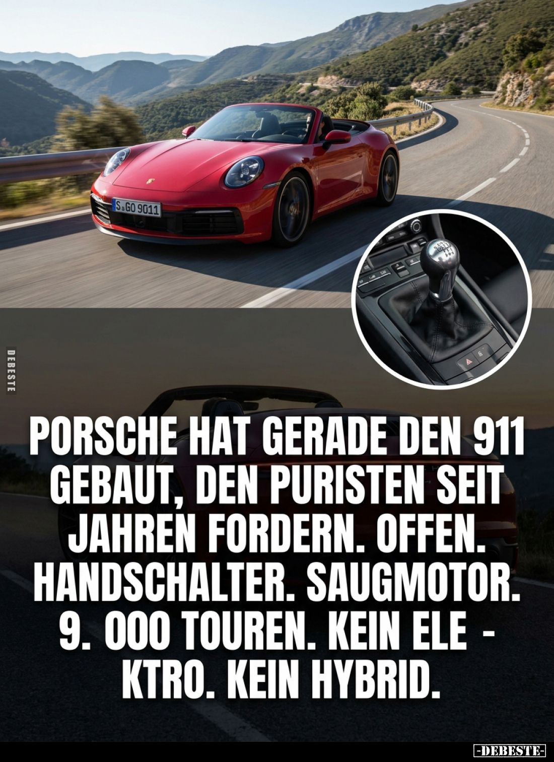 Porsche hat gerade den 911 gebaut, den Puristen seit Jahren fordern. Offen. Handschalter. Saugmotor. 9. 000 Touren. Kein Elek...