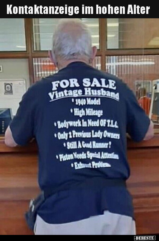 Kontaktanzeige im hohen Alter..