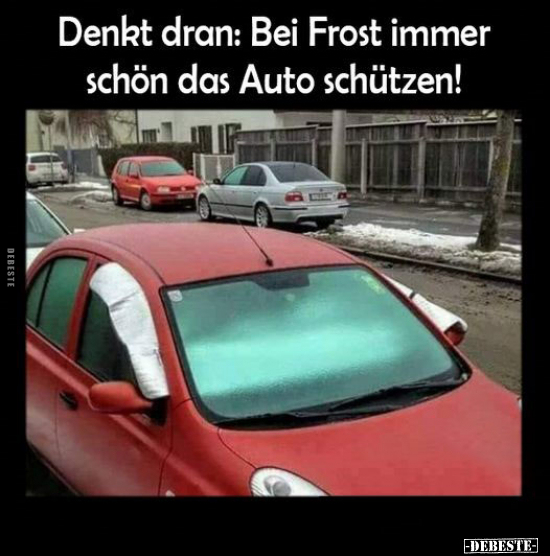 Denkt dran: Bei Frost immer schön das Auto schützen!.. - Lustige Bilder | DEBESTE.de