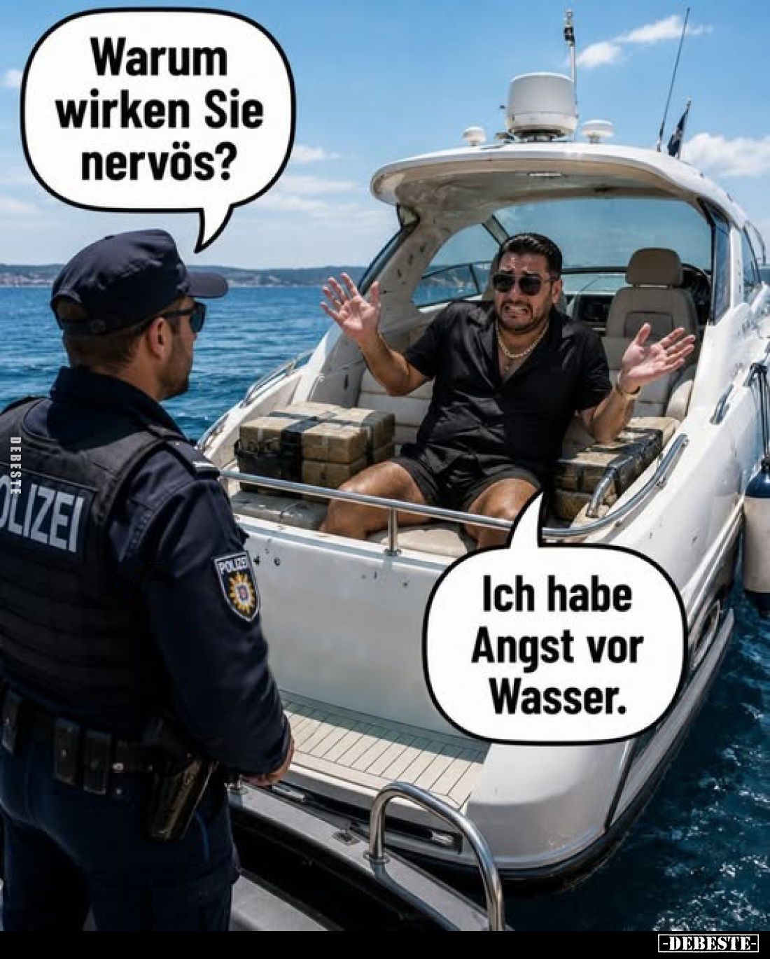 Warum wirken Sie nervös? Angst vor Wasser.