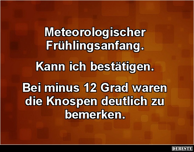 Meteorologischer Frühlingsanfang. Kann ich bestätigen.. - Lustige Bilder | DEBESTE.de