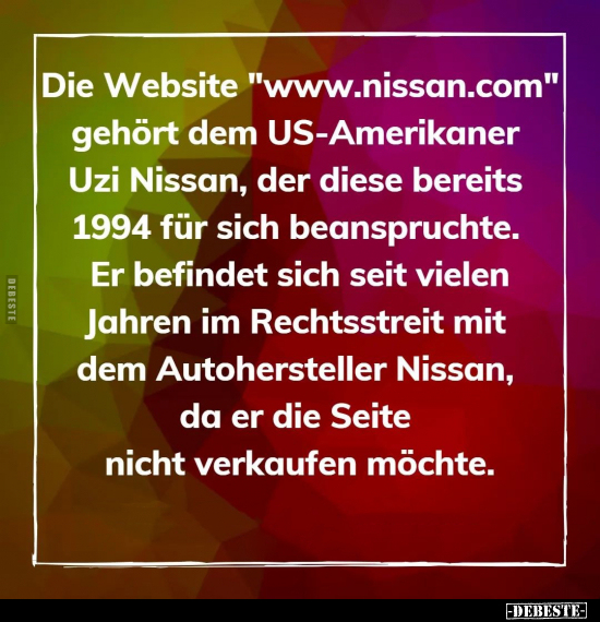 Die Website "www.nissan.com" gehört dem US-Amerikaner Uzi.. - Lustige Bilder | DEBESTE.de