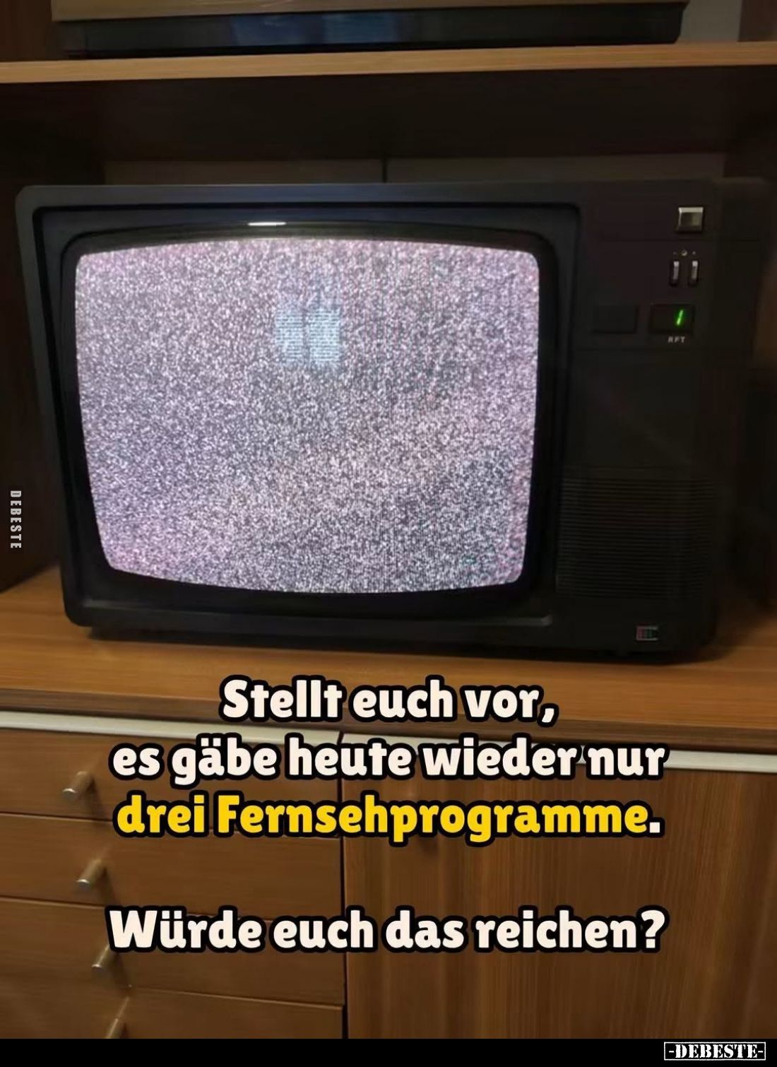 Stellt euch vor, es gäbe heute wieder nur drei Fernsehprogramme.

Würde euch das reichen?
