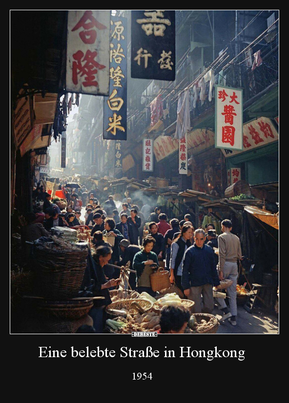 Eine belebte Straße in Hongkong - 1954