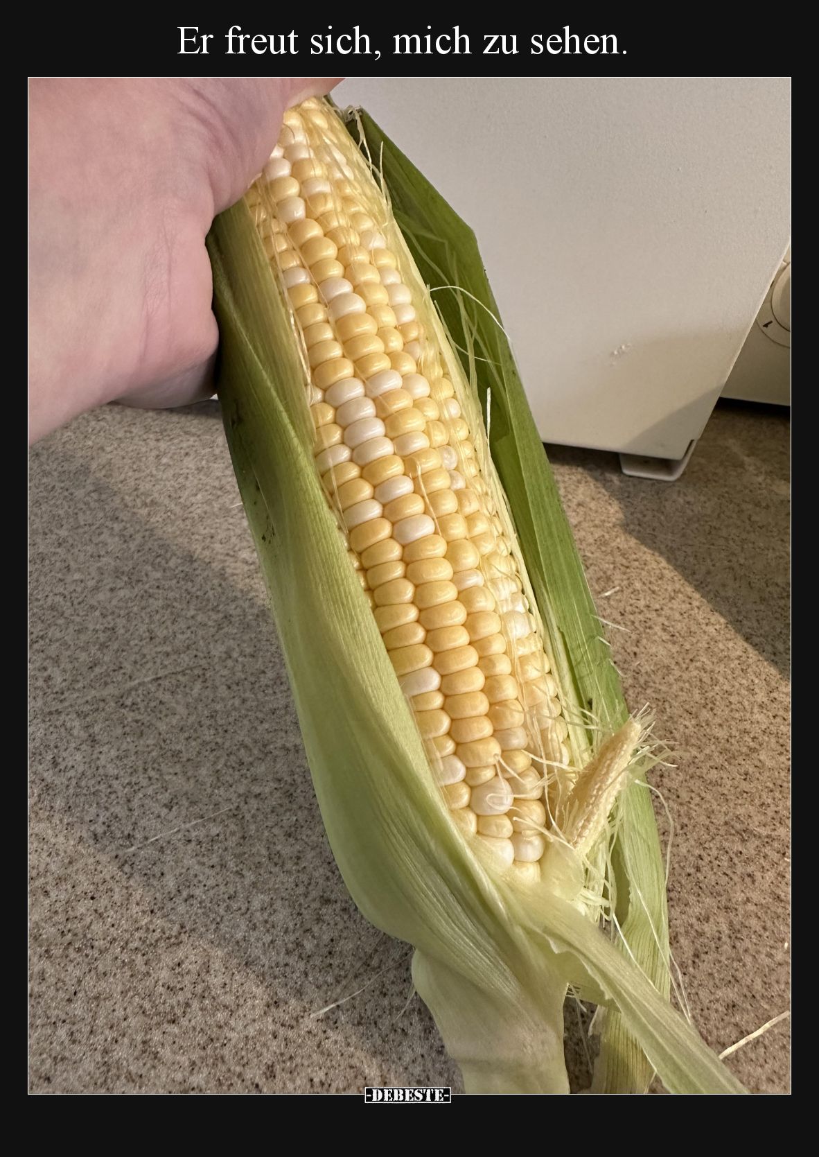 Er freut sich, mich zu sehen.