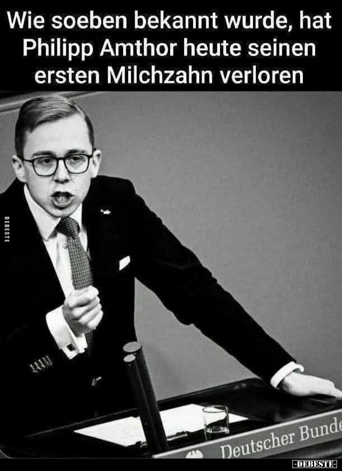 Wie soeben bekannt wurde, hat Philipp Amthor heute seinen ersten Milchzahn verloren.
