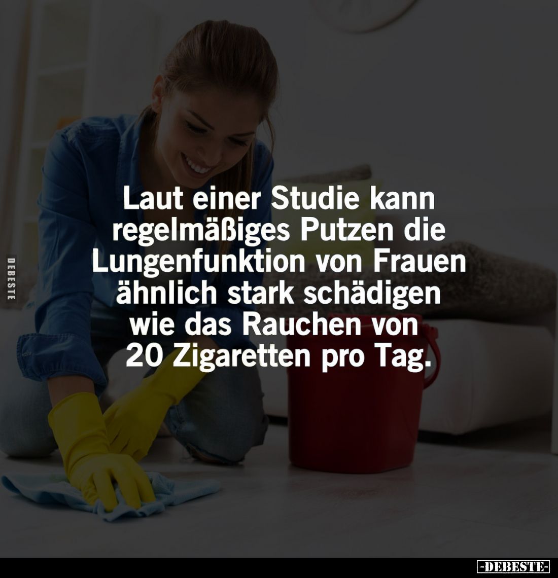 Laut einer Studie kann regelmäßiges Putzen die Lungenfunktion von Frauen ähnlich stark schädigen wie das Rauchen von 20 Zigar...