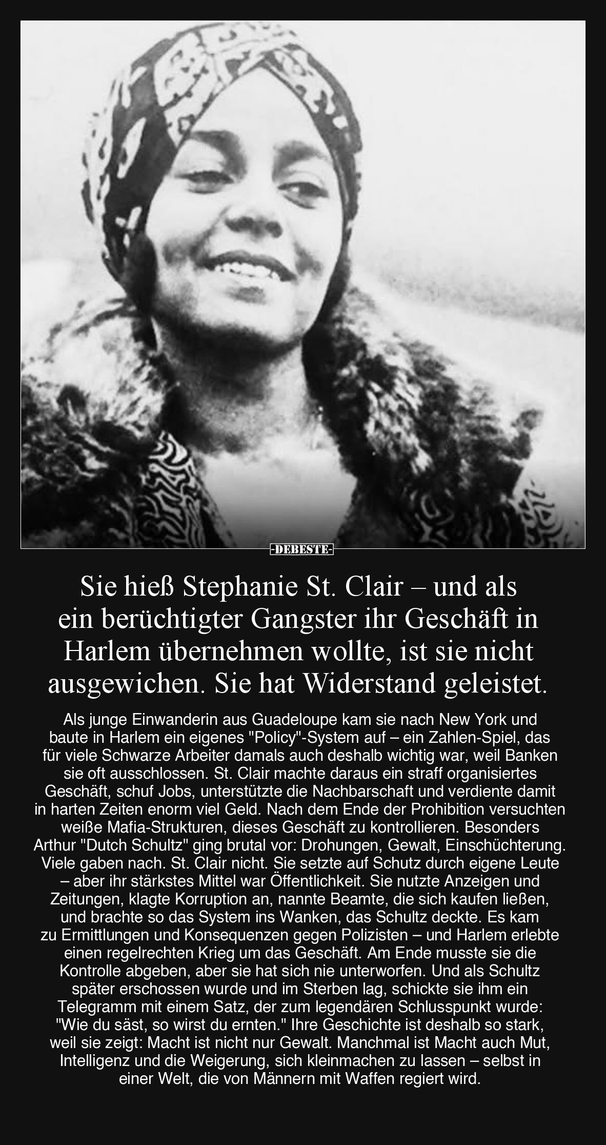 Sie hieß Stephanie St. Clair – und als ein berüchtigter Gangster ihr Geschäft in Harlem übernehmen wollte, ist sie nicht ausg...