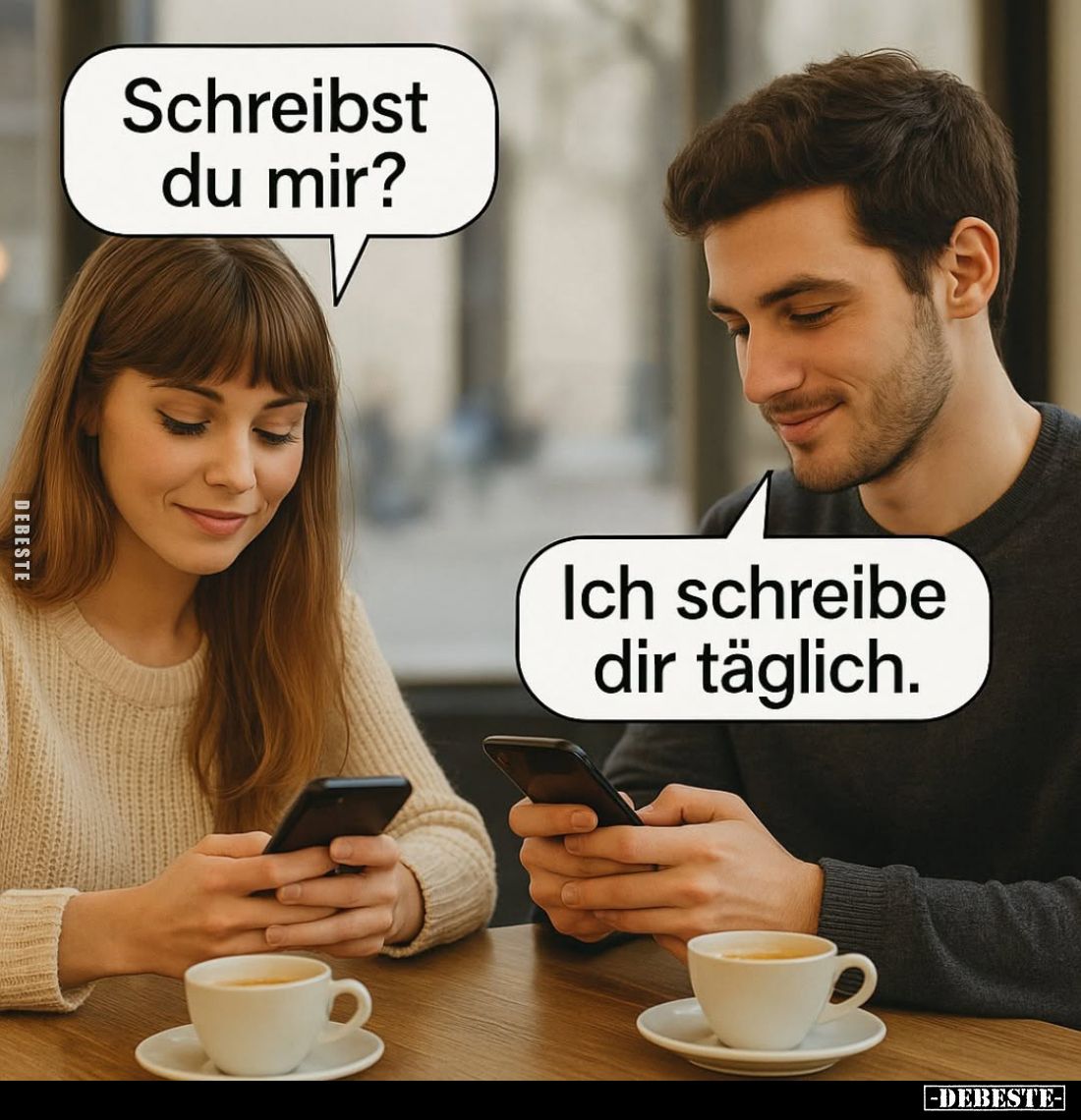 Schreibst du mir?
-
Ich schreibe dir täglich.