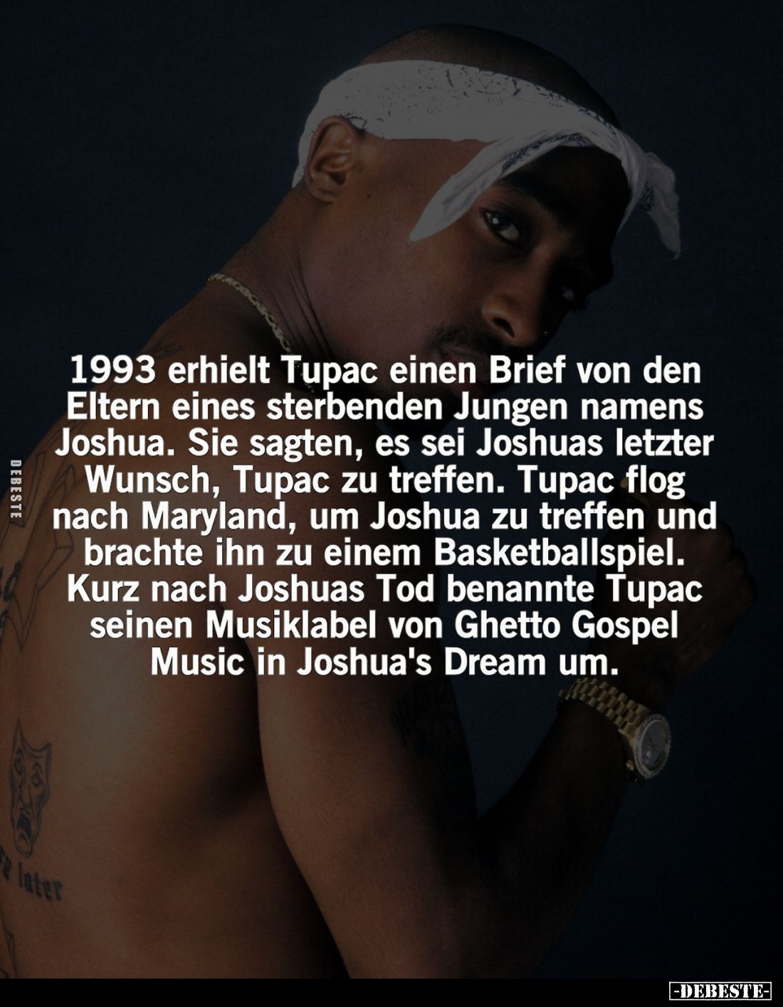1993 erhielt Tupac einen Brief von den Eltern eines sterbenden Jungen namens Joshua. Sie sagten, es sei Joshuas letzter Wunsc...