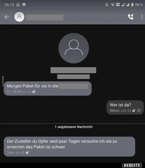 Morgen Paket für sie in die..