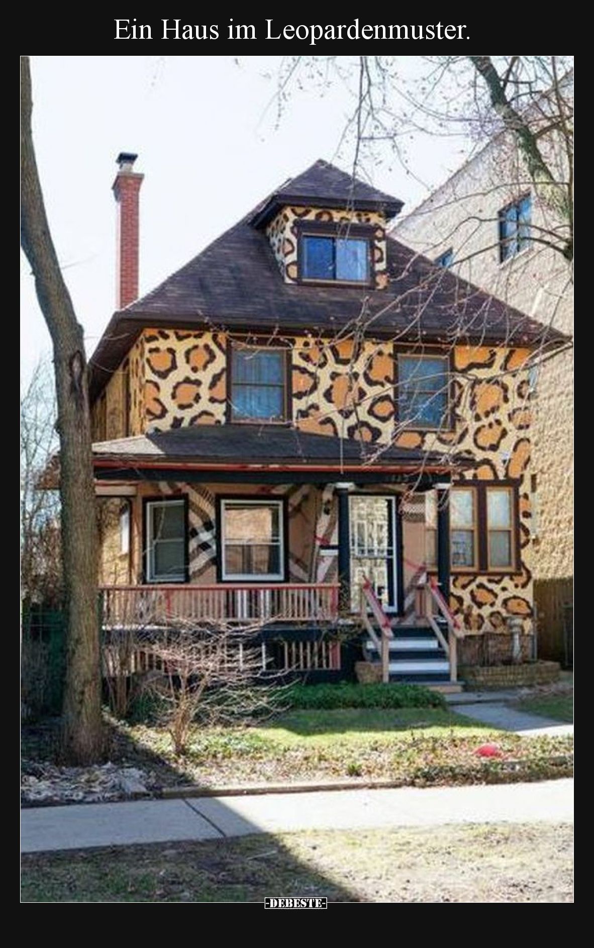 Ein Haus im Leopardenmuster.