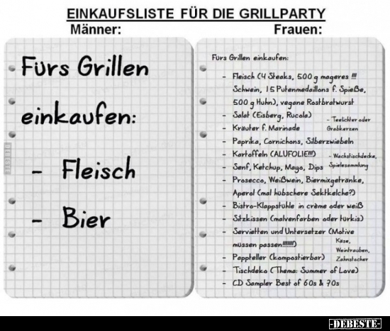 Einkaufsliste für die Grillparty.. - Lustige Bilder | DEBESTE.de