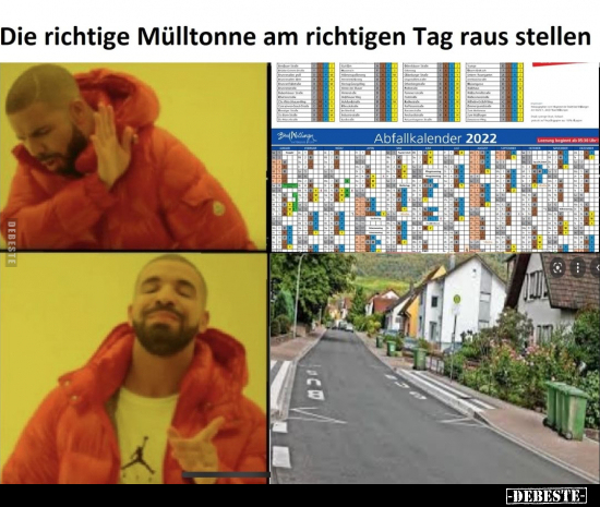 Die richtige Mülltonne am richtigen Tag raus stellen..