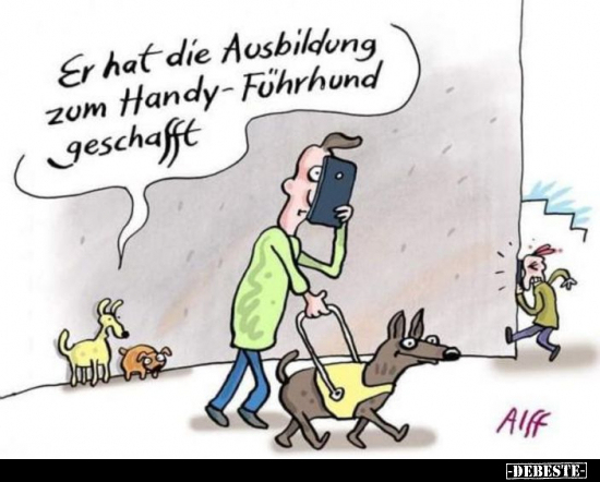 Er hat die Ausbildung, zum Handy-Führhund geschafft.. - Lustige Bilder | DEBESTE.de
