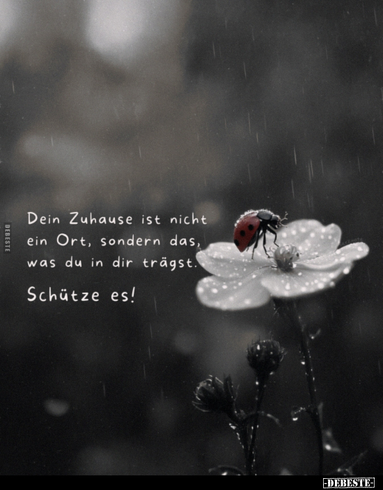 Dein Zuhause ist nicht ein Ort, sondern das, was du in dir trägst.
Schütze es!