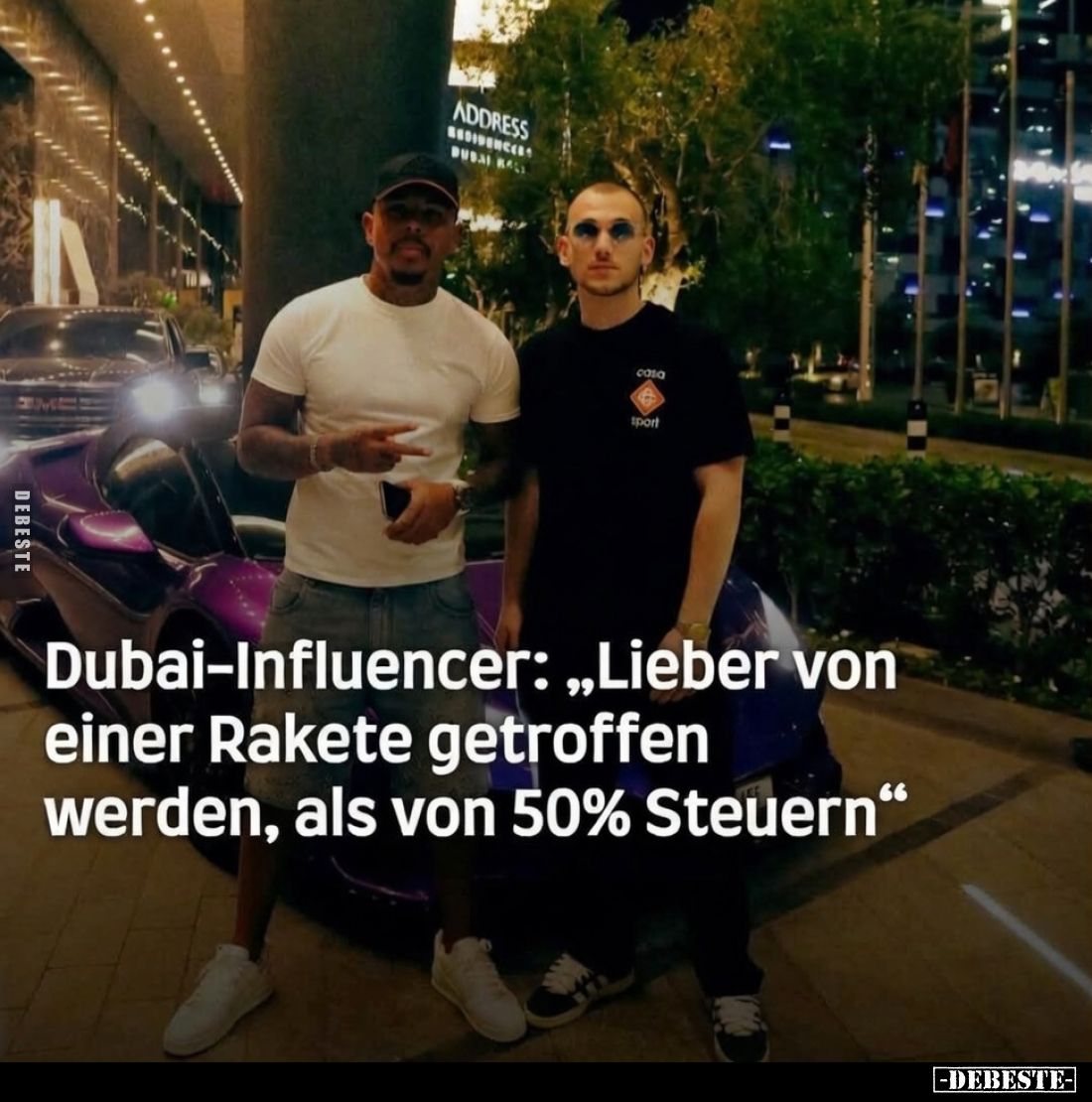 Dubai-Influencer: „Lieber von einer Rakete getroffen werden, als von 50% Steuern“Dubai-Influencer: „Lieber von einer Rakete g...