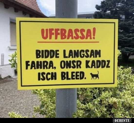Uffbassa! Bidde langsam fahra, onsr Kaddz sich bleed...
