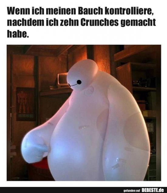 Wenn ich meinen Bauch kontrolliere, nachdem ich zehn Crunches..