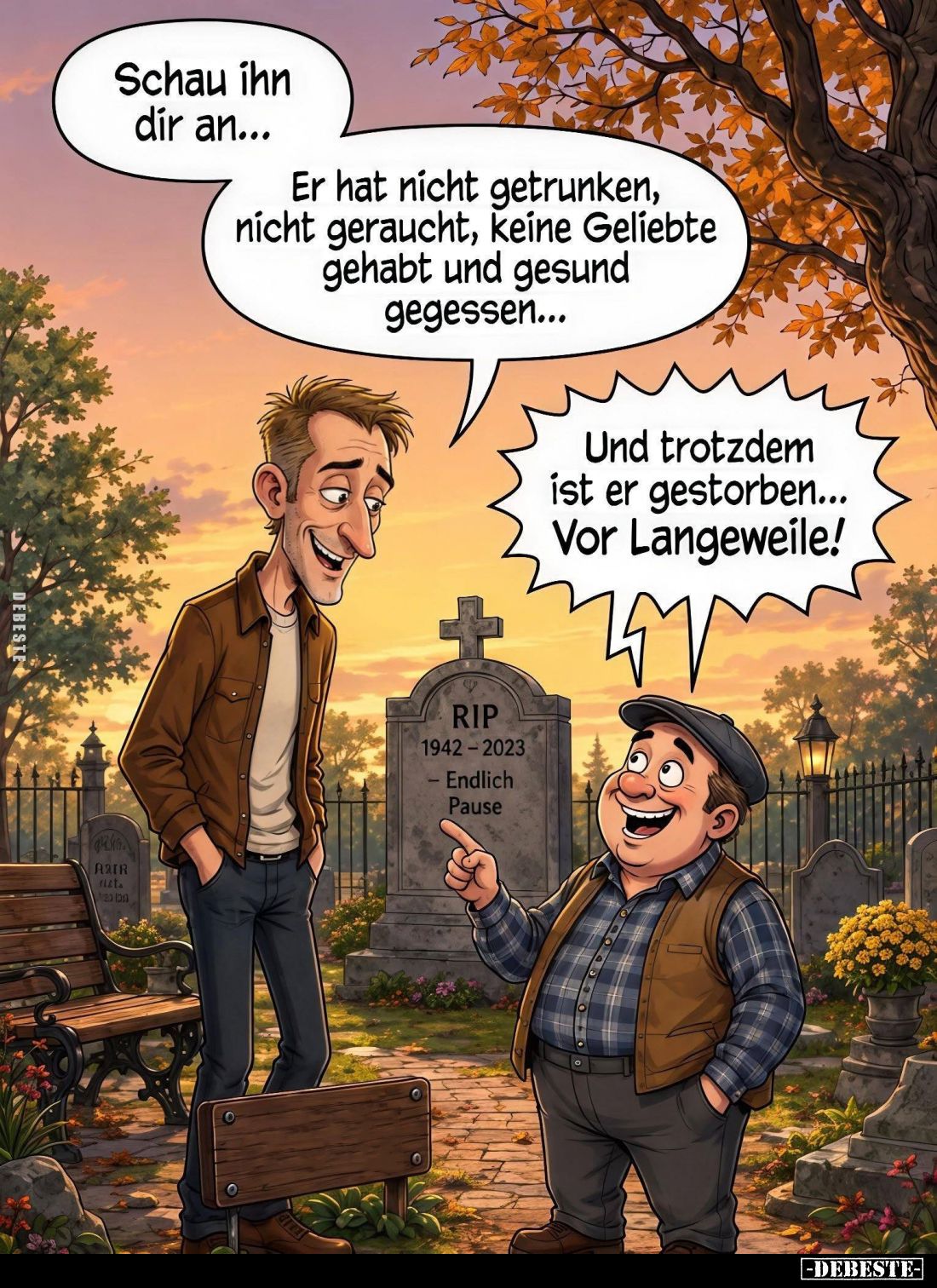 Schau ihn dir an...
Er hat nicht getrunken, nicht geraucht, keine Geliebte gehabt und gesund gegessen... -
Und trotzdem ist...