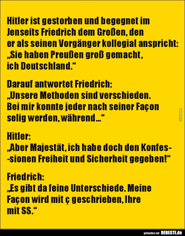 Hitler ist gestorben und begegnet im Jenseits Friedrich dem.. - Lustige Bilder | DEBESTE.de