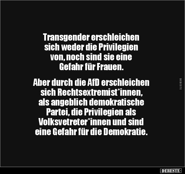 Transgender erschleichen sich weder die Privilegien von.. - Lustige Bilder | DEBESTE.de