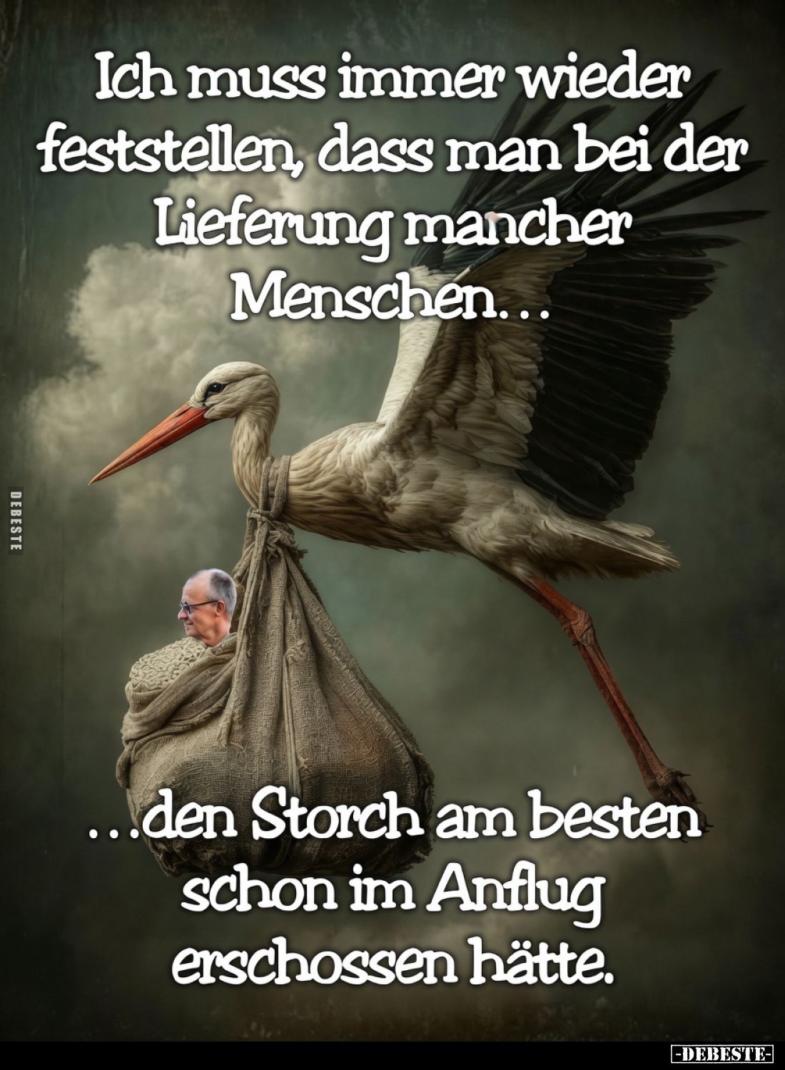 Ich muss immer wieder feststellen, dass man bei der Lieferung mancher Menschen...
...den Storch am besten schon im Anflug er...