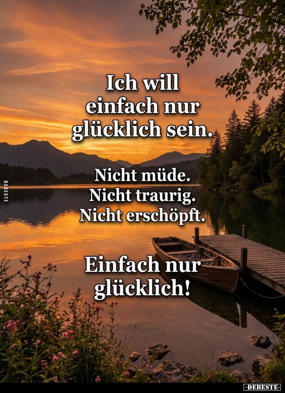 Ich will einfach nur glücklich sein.
Nicht müde.
Nicht traurig.
Nicht erschöpft.
Einfach nur glücklich!