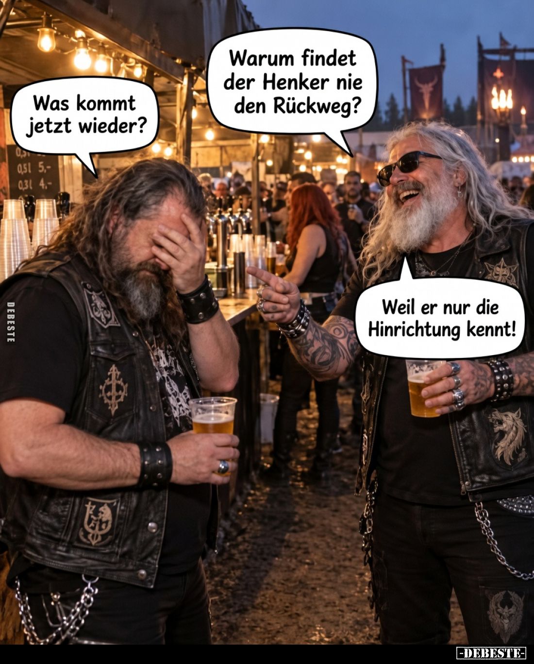 Warum findet der Henker nie den Rückweg?
Was kommt jetzt wieder?
Weil er nur die Hinrichtung kennt!