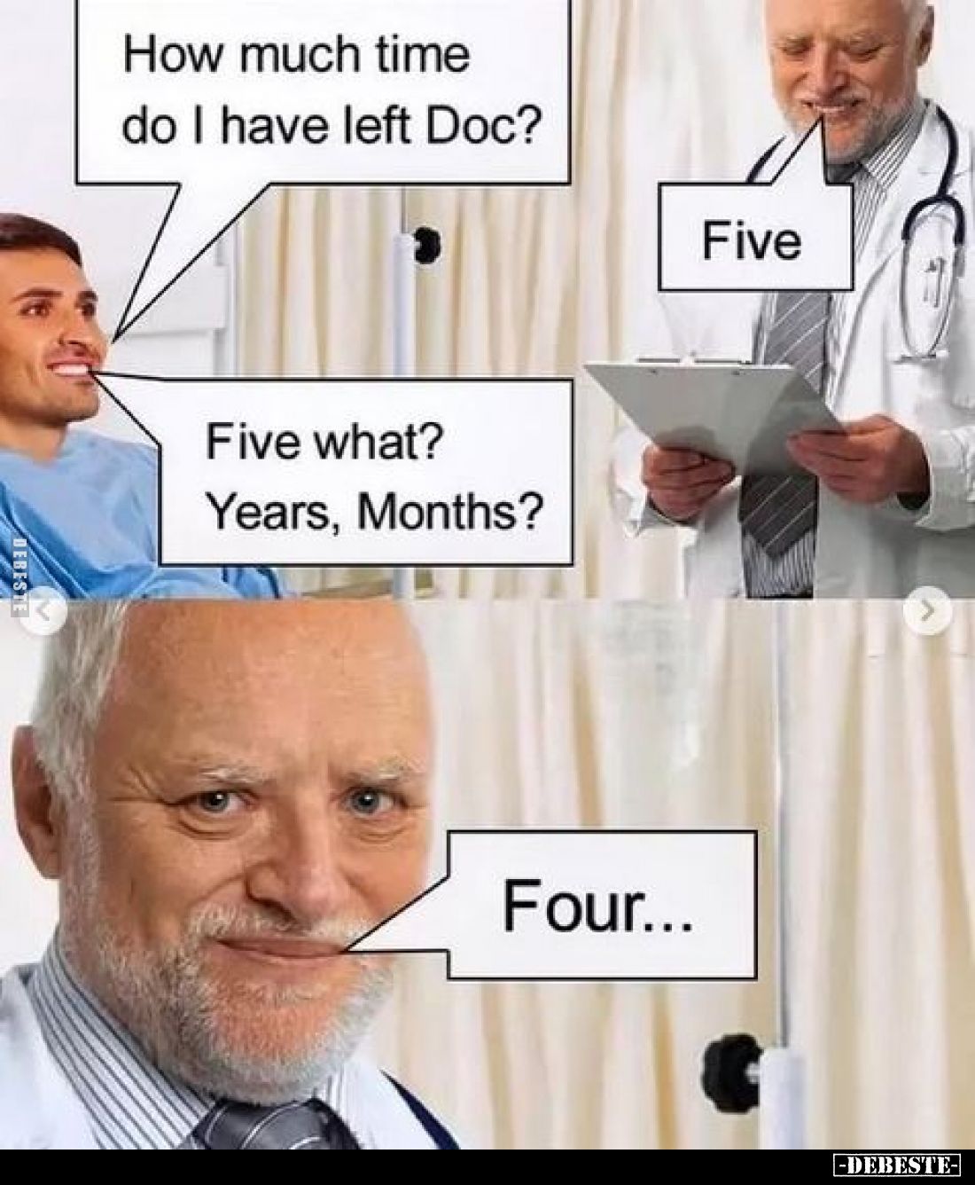 How much time do I have left Doc? -
Five. -
Five what?
Years, Months? -
Four...
