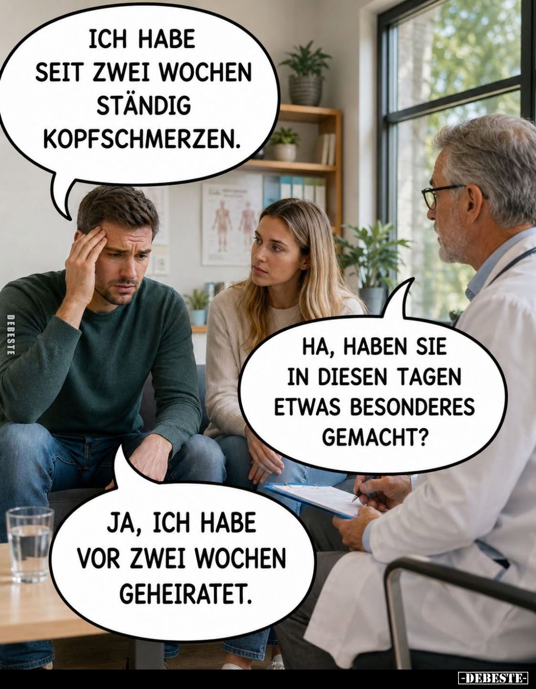 Ich habe seit zwei Wochen ständig Kopfschmerzen. -
Ha, haben sie in diesen Tagen etwas besonderes gemacht? -
Ja, ich habe v...