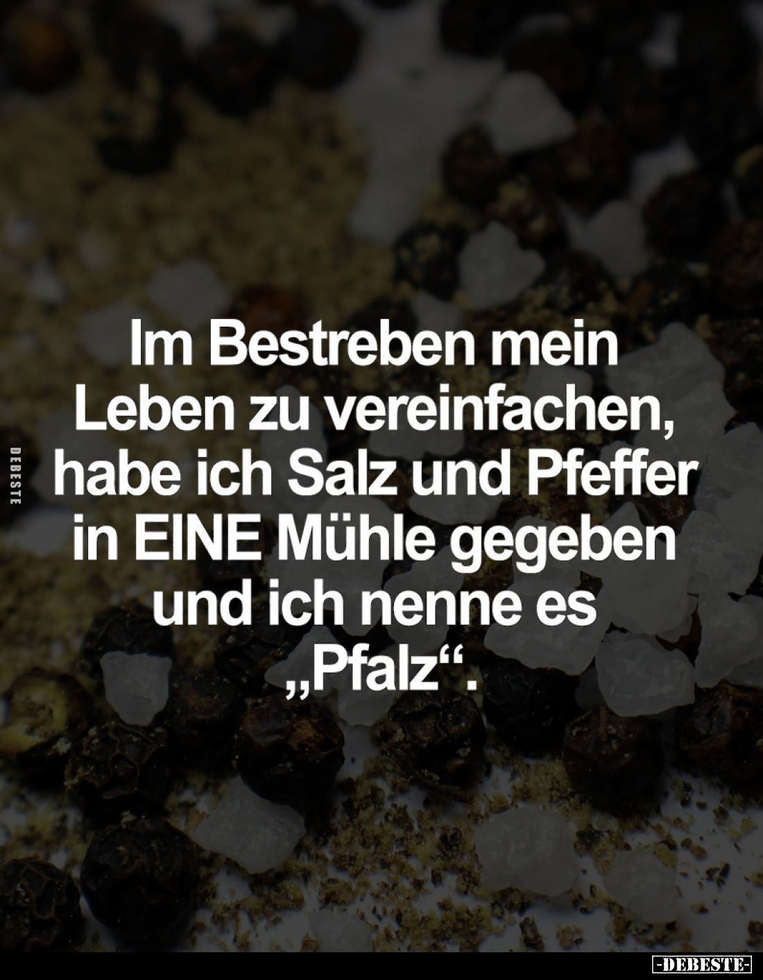 Im Bestreben mein Leben zu vereinfachen, habe ich Salz und Pfeffer in EINE Mühle gegeben und ich nenne es "Pfalz".