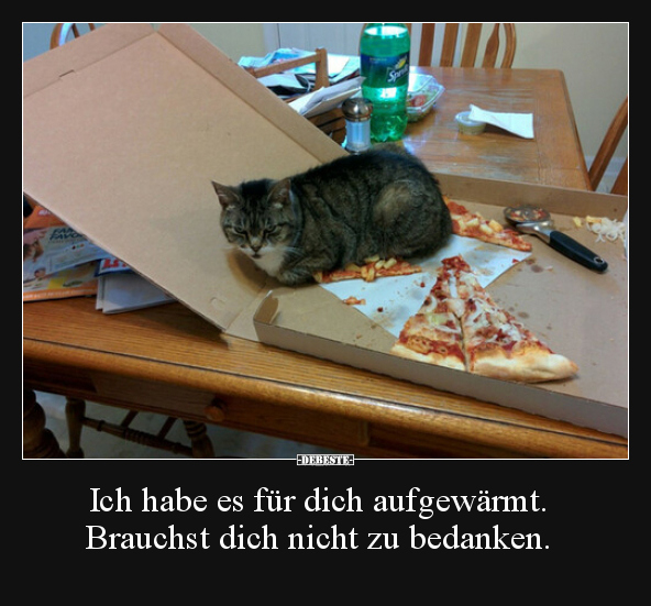 Ich habe es für dich aufgewärmt. Brauchst dich nicht zu..