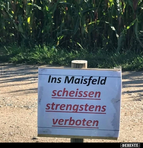 Ins Maisfeld scheissen strengstens verboten.. - Lustige Bilder | DEBESTE.de