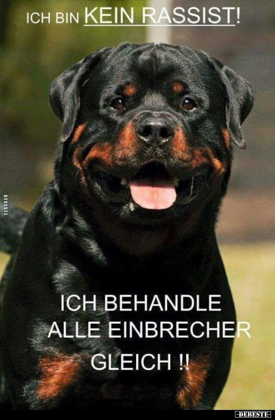 Ich bin kein Rassist!
Ich behandle alle Einbrecher gleich !!