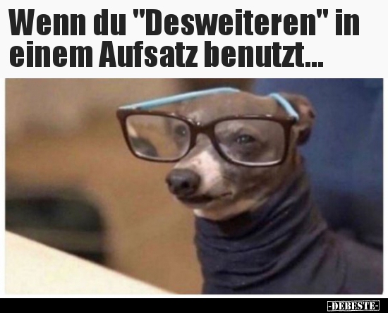 Wenn du "Desweiteren" in einem Aufsatz benutzt...