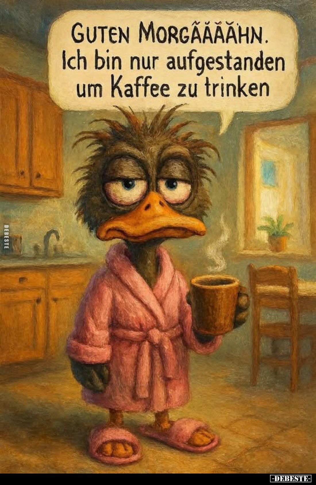 Guten Morgããããhn. Ich bin nur aufgestanden um Kaffee zu trinken.